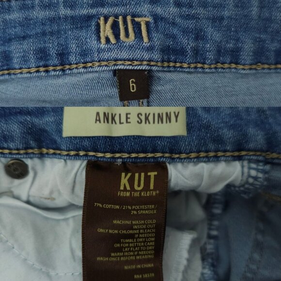 Kut From The Kloth Ankle Skinny Distressed Jeans Womens Size 6 Denim Light Wash - Picture 8 of 12